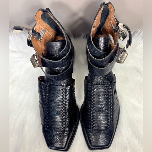 Jeffrey Campbell Shoes - JEFFREY CAMPBELL Woven Leather Ankle Boots w/Buckle Straps
